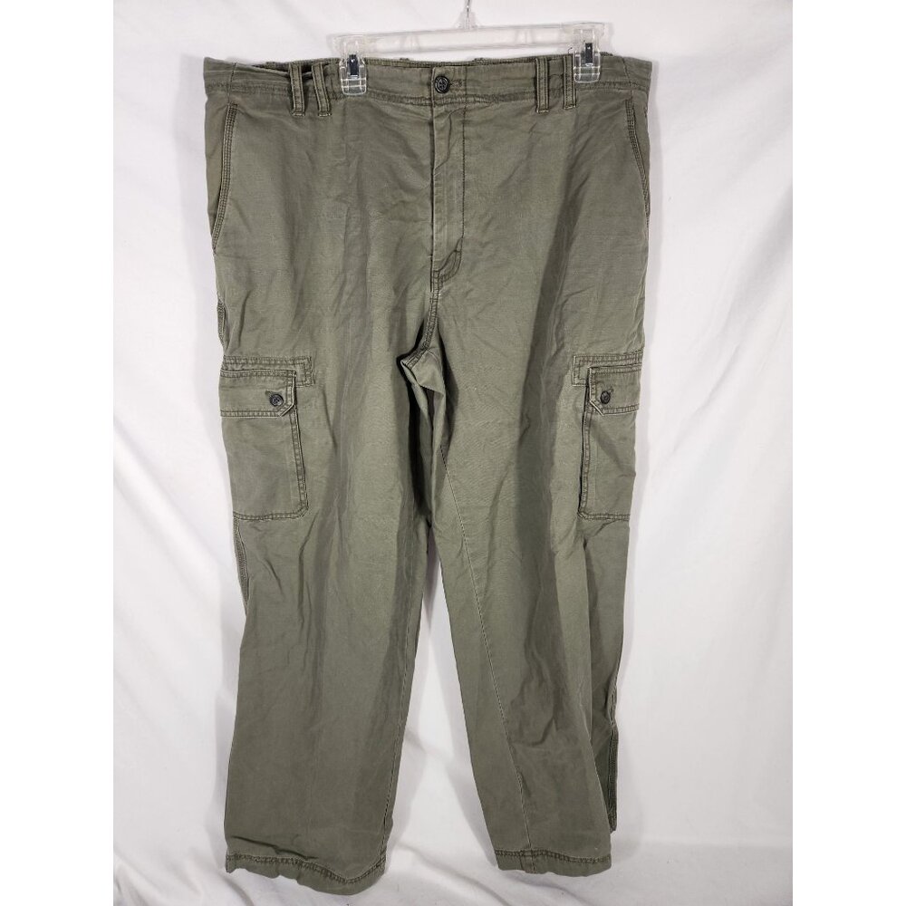 Izod Mens Cargo Khaki Pants Olive Preppy Comfort Y2K 40/32